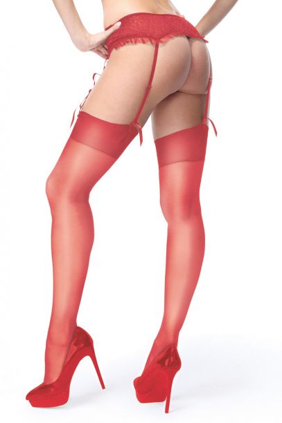 S101 stockings; čarape za haltere, crvena - MissO